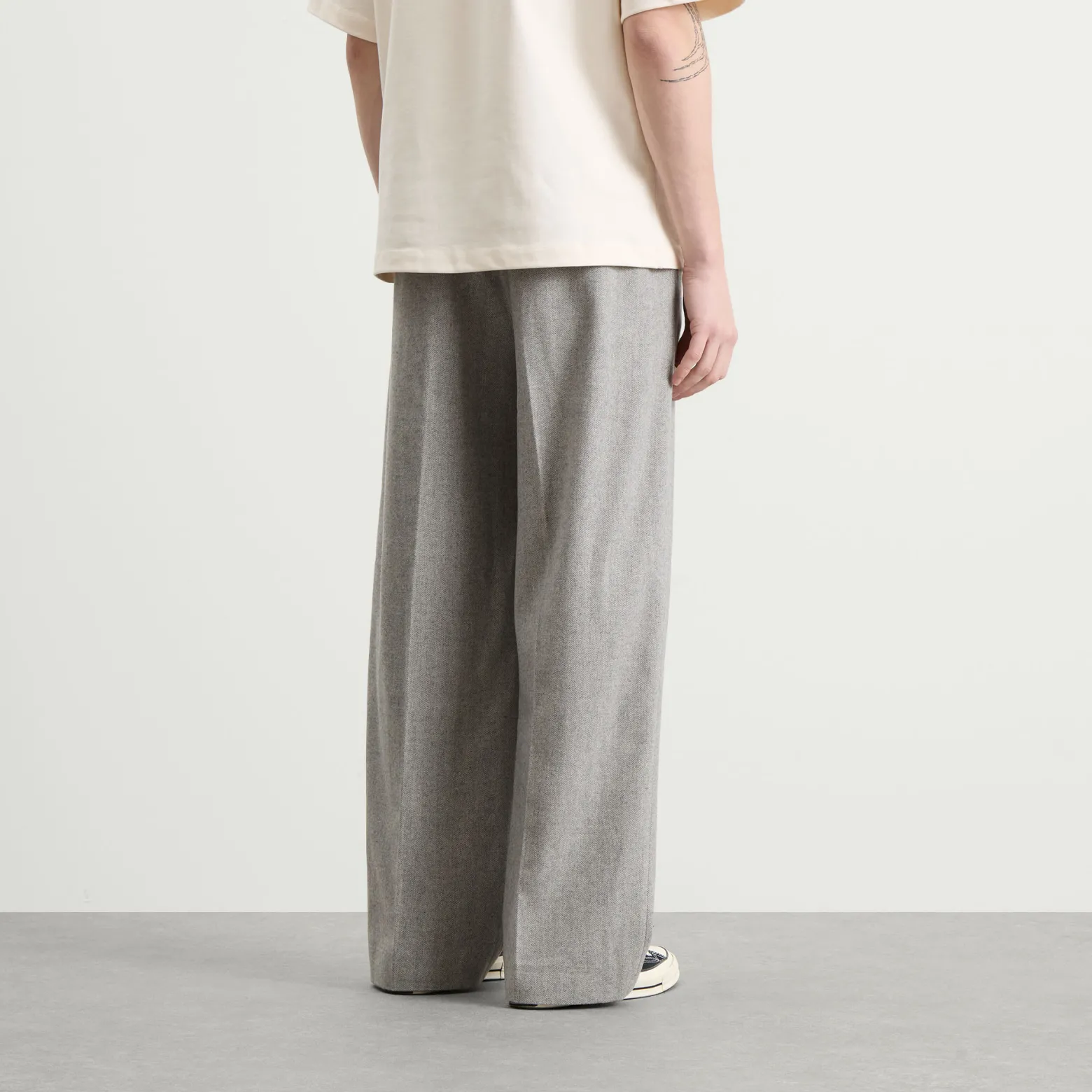 about:blank Herringbone Tailored Wide Leg Trouser