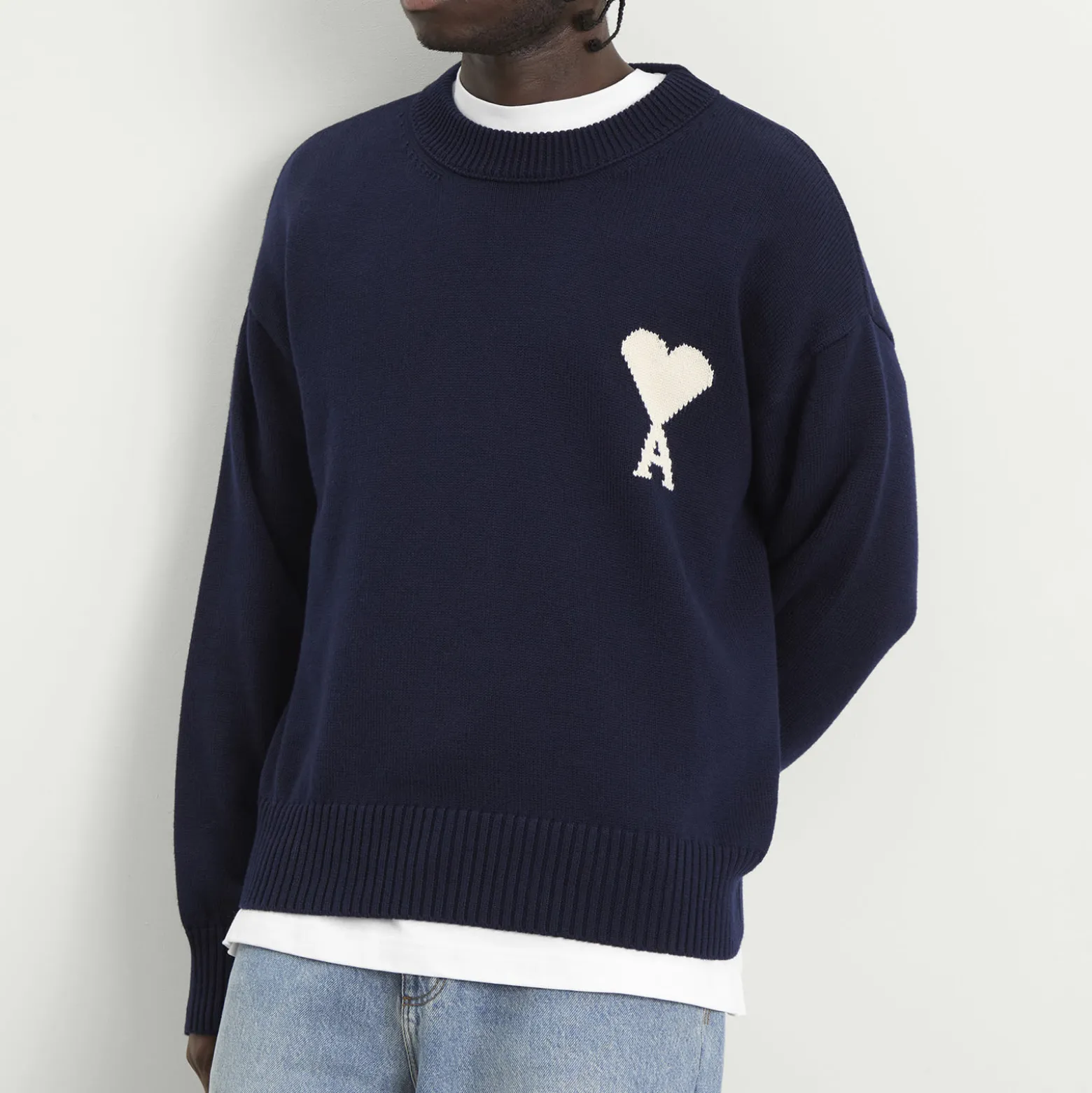 AMI Paris Crewneck Sweater With Contrasted Ami De Coeur