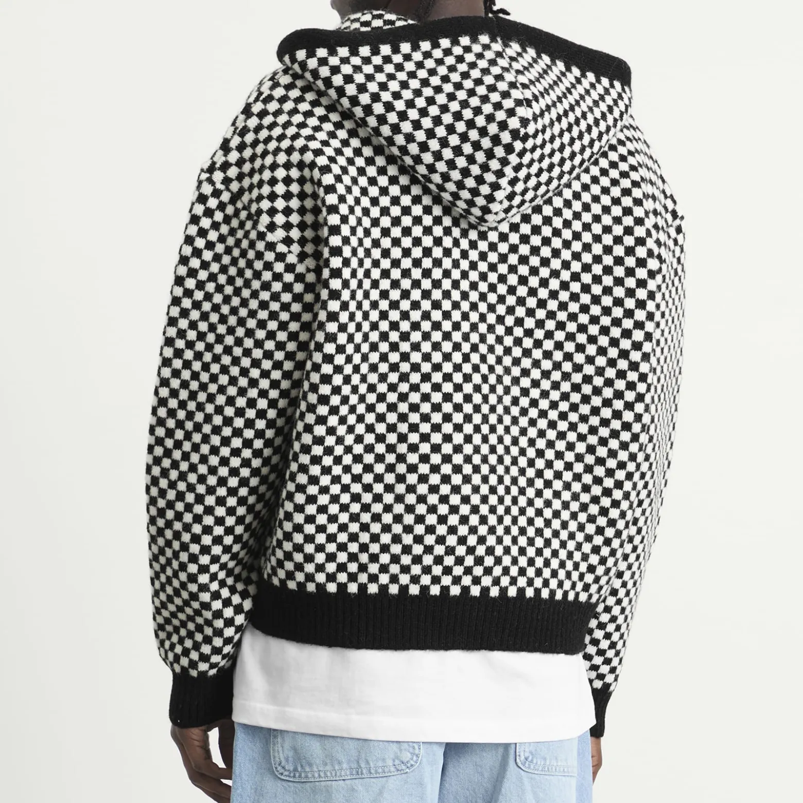 ANNIE HOOD Checked Knitted Jacket
