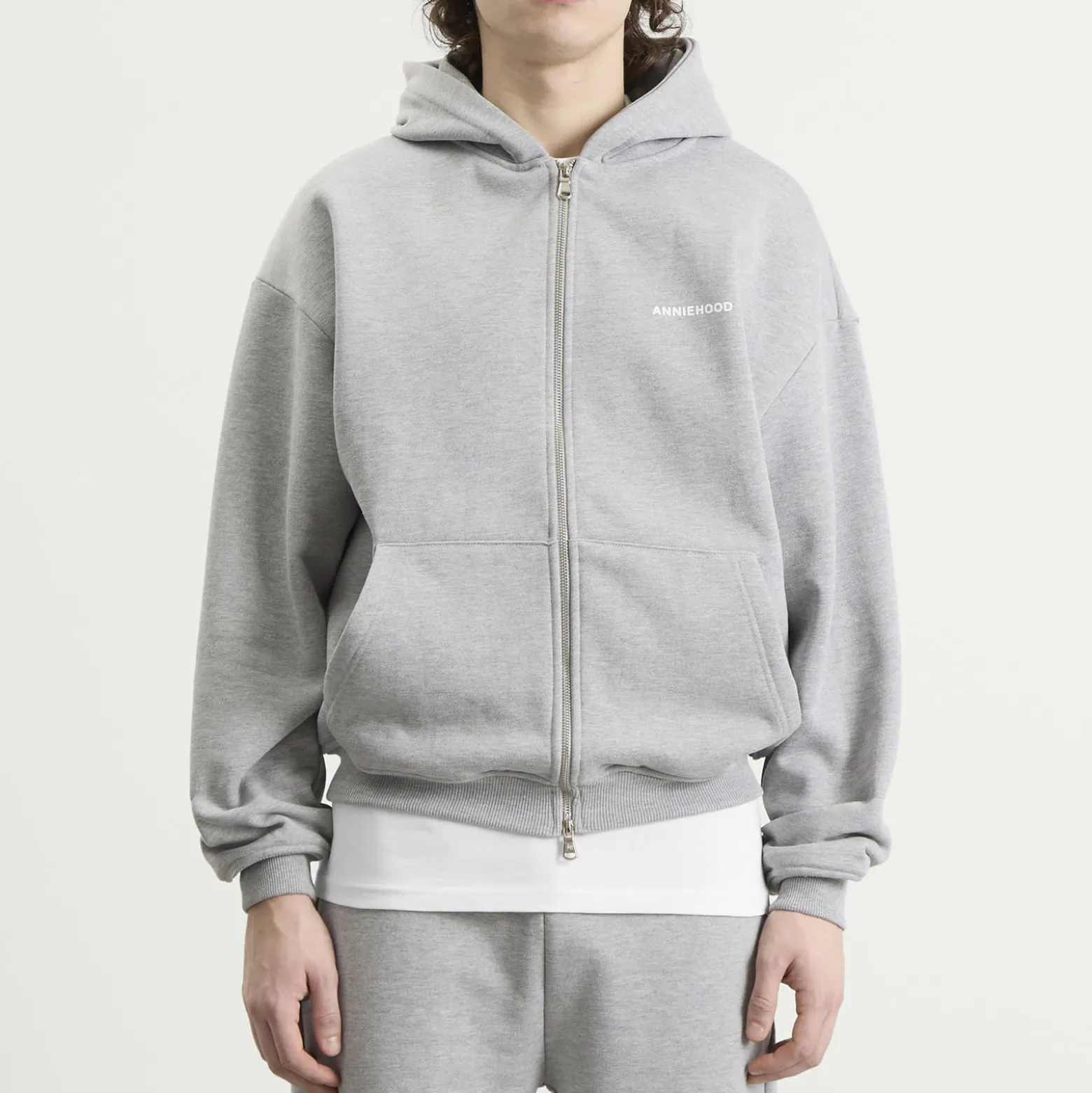 ANNIE HOOD Mini Logo Zip Hoodie