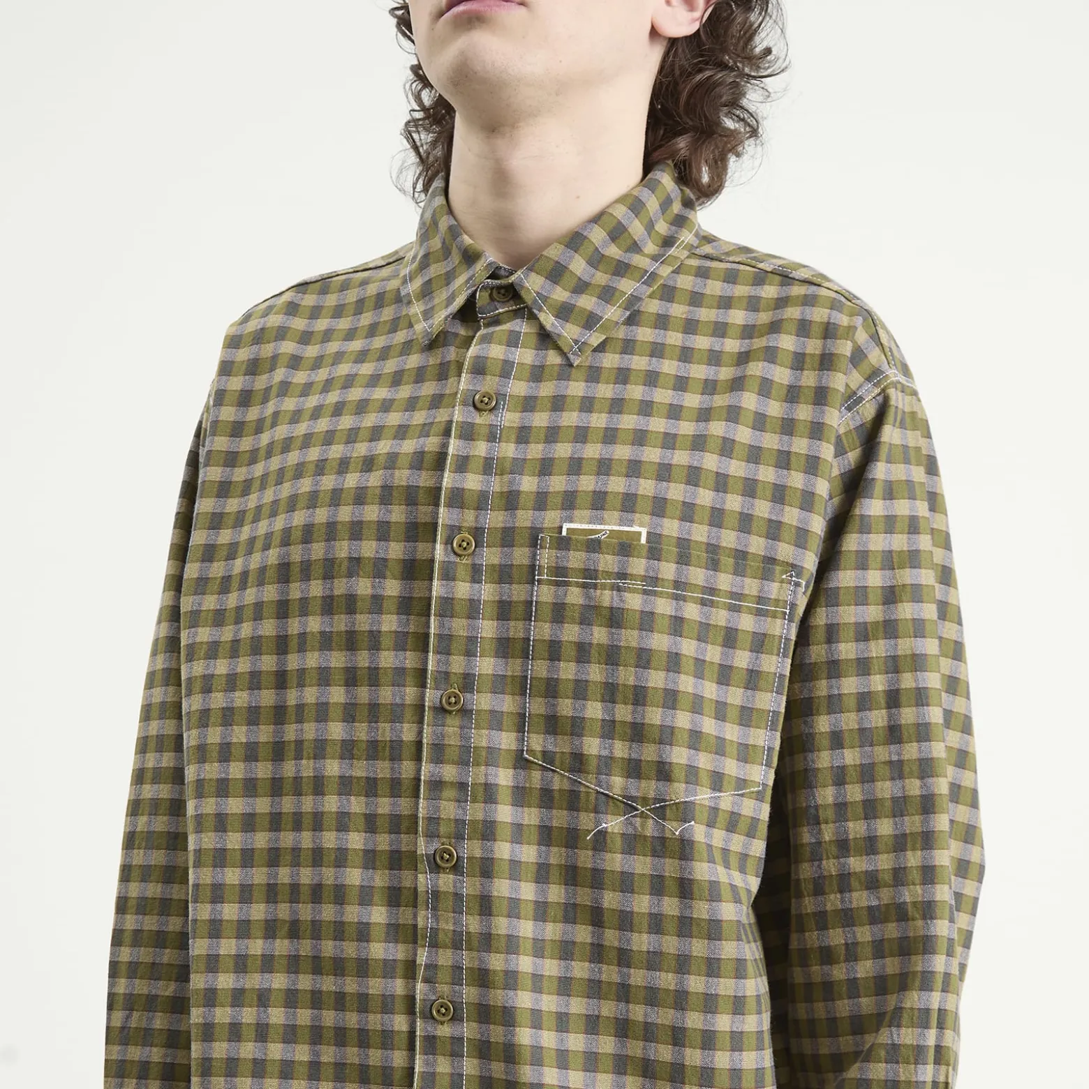 Story mfg. Hand Woven Coach Check Wonky-Wear Bracken Shirt
